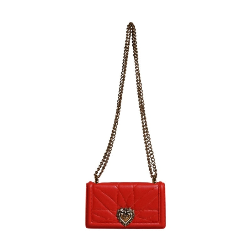 Dolce & Gabbana Red Quilted Devotion Crossbody Chain Phone Cover Bag