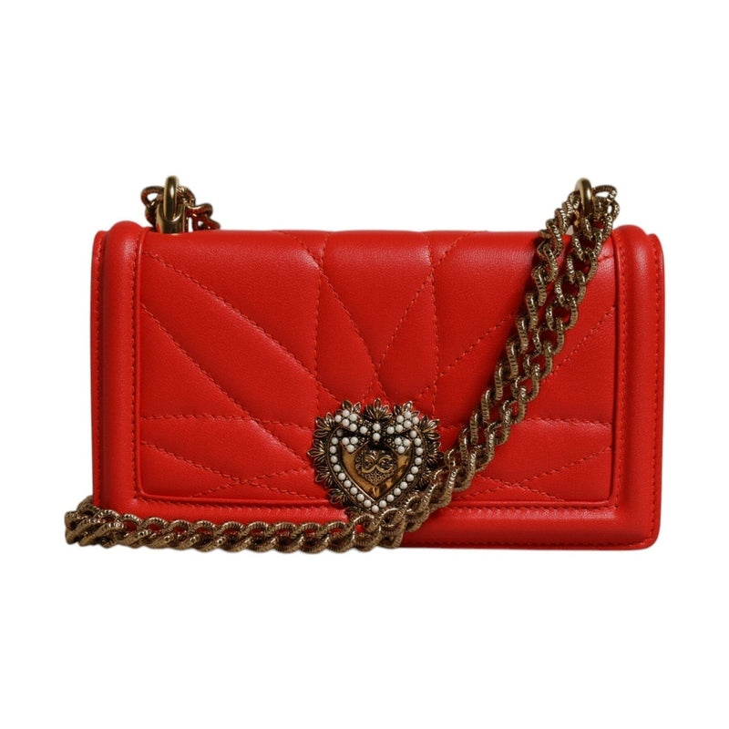 Dolce & Gabbana Red Quilted Devotion Crossbody Chain Phone Cover Bag