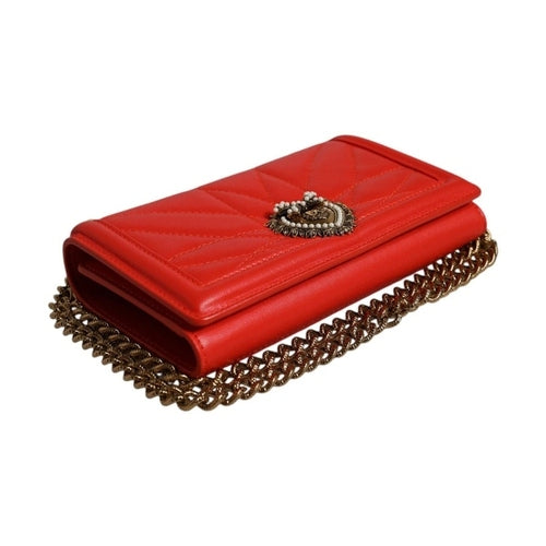 Dolce & Gabbana Red Quilted Devotion Crossbody Chain Phone Cover Bag