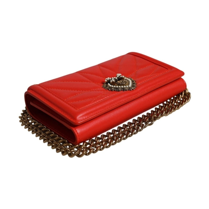 Dolce & Gabbana Red Quilted Devotion Crossbody Chain Phone Cover Bag