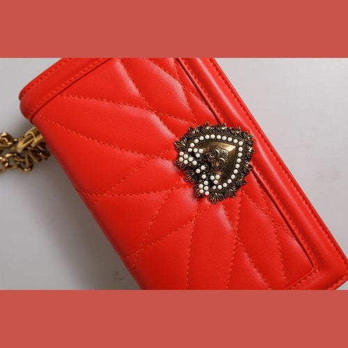 Dolce & Gabbana Red Quilted Devotion Crossbody Chain Phone Cover Bag