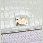 Dolce & Gabbana White Rafia Leather Top Handle Crossbody Bag