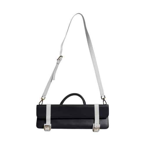 Dolce & Gabbana Blue White Calfskin Leather Crossbody Shoulder Bag
