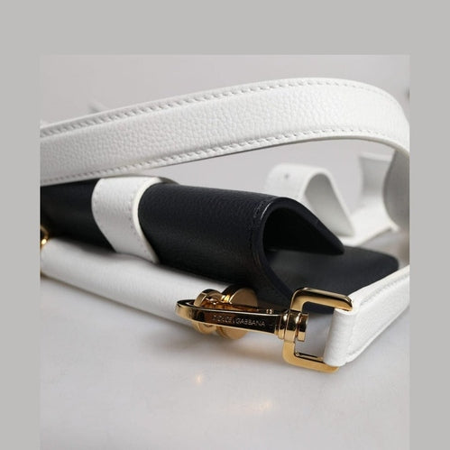 Dolce & Gabbana Blue White Calfskin Leather Crossbody Shoulder Bag