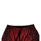Dolce & Gabbana Red Leopard Print Polyester Men Jogger Pants