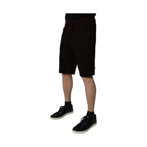 Dolce & Gabbana Maroon Cotton Sweatshorts Men Bermuda Shorts