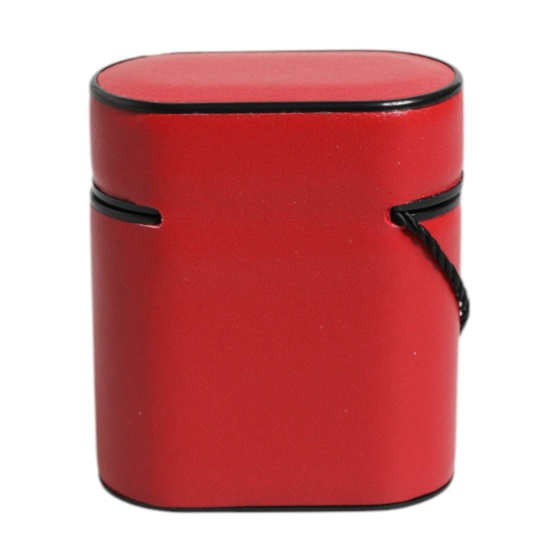 Dolce & Gabbana Red Calfskin Leather Logo Print Flip Holder Airpods Case