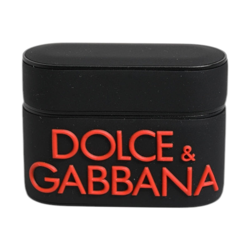 Dolce & Gabbana Black Orange Silicone Embossed Logo Airpods Case