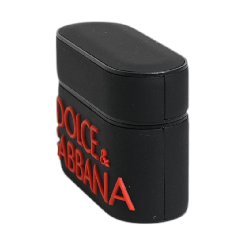 Dolce & Gabbana Black Orange Silicone Embossed Logo Airpods Case