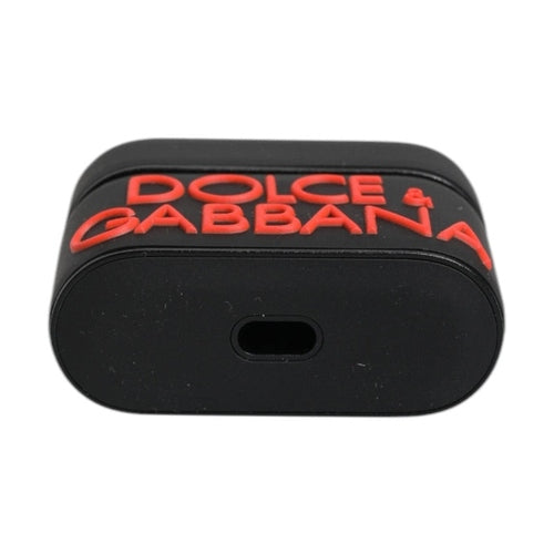 Dolce & Gabbana Black Orange Silicone Embossed Logo Airpods Case