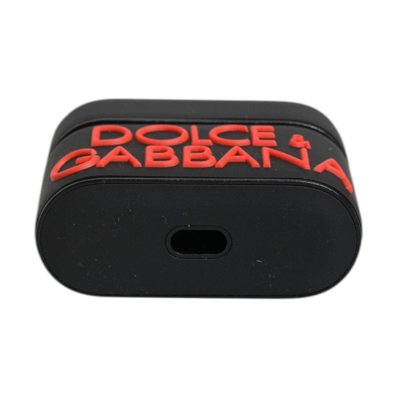 Dolce & Gabbana Black Orange Silicone Embossed Logo Airpods Case