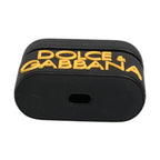 Dolce & Gabbana Black Yellow Silicone Embossed Logo Airpods Case