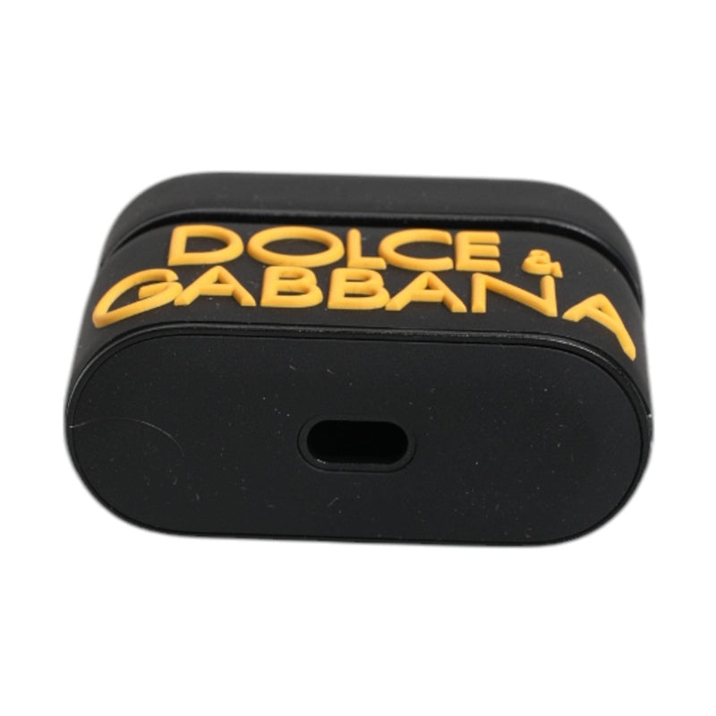 Dolce & Gabbana Black Yellow Silicone Embossed Logo Airpods Case