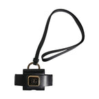Dolce & Gabbana Black Leather Strap Gold Metal Logo Plaque Airpods Case