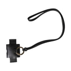 Dolce & Gabbana Black Leather Strap Gold Metal Logo Plaque Airpods Case