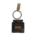 Dolce & Gabbana Black Leather Strap Gold Metal Logo Plaque Airpods Case