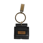 Dolce & Gabbana Black Leather Strap Gold Metal Logo Plaque Airpods Case