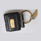Dolce & Gabbana Black Leather Strap Gold Metal Logo Plaque Airpods Case