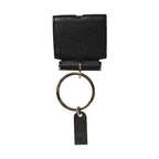 Dolce & Gabbana Black Leather Strap Gold Metal Logo Plaque Airpods Case