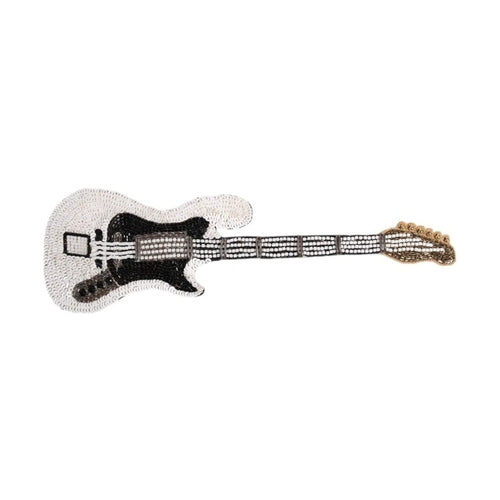 Dolce & Gabbana Gold Brass Logo Beaded Guitar Pin Brooch