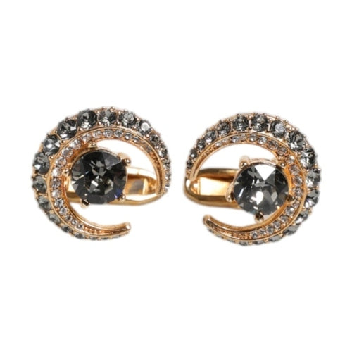 Dolce & Gabbana Brass Gold Black Crystal Luna Cufflink