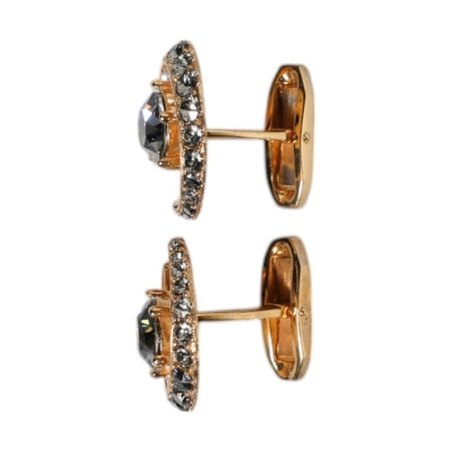 Dolce & Gabbana Brass Gold Black Crystal Luna Cufflink