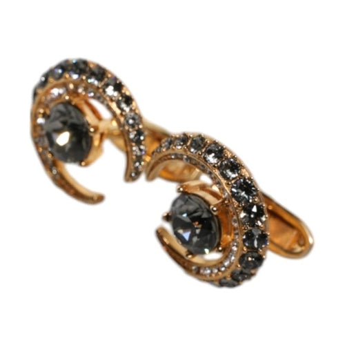 Dolce & Gabbana Brass Gold Black Crystal Luna Cufflink