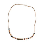 Dolce & Gabbana Black Gold Wooden Beaded Logo Pendant Necklace