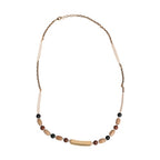 Dolce & Gabbana Black Gold Wooden Beaded Logo Pendant Necklace