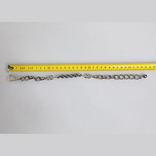 Dolce & Gabbana Silver Tone Chain Lobster Clasp Logo Gray Pearls Bracelet
