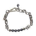 Dolce & Gabbana Silver Tone Chain Lobster Clasp Logo Gray Pearls Bracelet