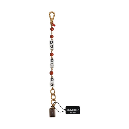 Dolce & Gabbana Multicolor Gold Tone Brass Chain DG Logo Dice Bracelet