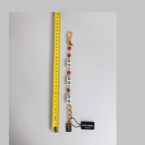 Dolce & Gabbana Multicolor Gold Tone Brass Chain DG Logo Dice Bracelet