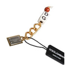 Dolce & Gabbana Multicolor Gold Tone Brass Chain DG Logo Dice Bracelet
