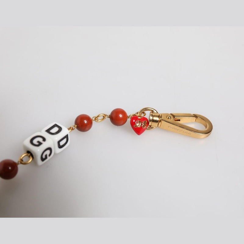 Dolce & Gabbana Multicolor Gold Tone Brass Chain DG Logo Dice Bracelet