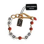 Dolce & Gabbana Multicolor Gold Tone Brass Chain DG Logo Dice Bracelet