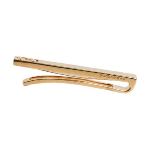 Dolce & Gabbana Gold Tone Brass Logo Branded Tie Clip Bar