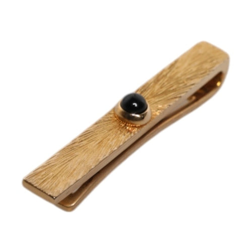 Dolce & Gabbana Black Sapphire Gold Tone Brass Tie Clip Bar