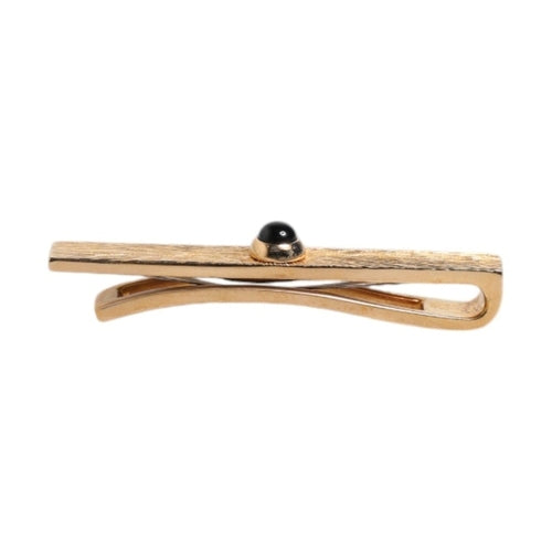 Dolce & Gabbana Black Sapphire Gold Tone Brass Tie Clip Bar