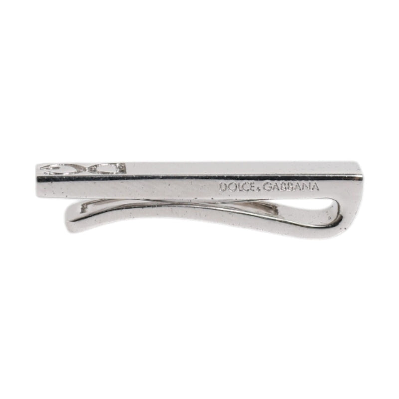 Dolce & Gabbana Silver Tone Brass Logo Branded Tie Clip Bar