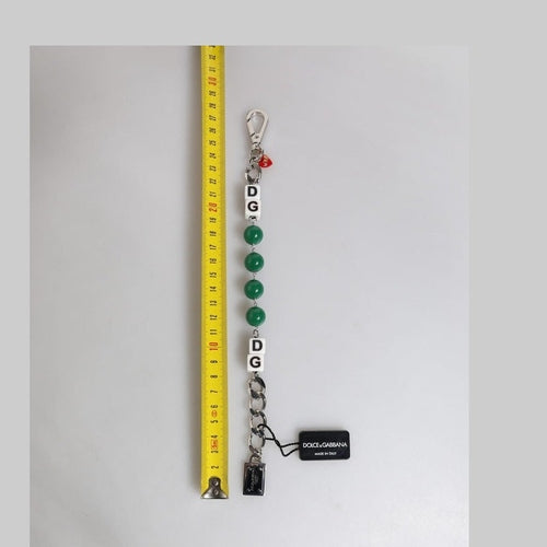 Dolce & Gabbana Silver Tone Brass Bead Dice Logo Embellish Charm Bracelet