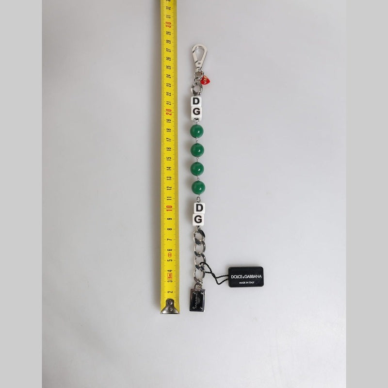 Dolce & Gabbana Silver Tone Brass Bead Dice Logo Embellish Charm Bracelet