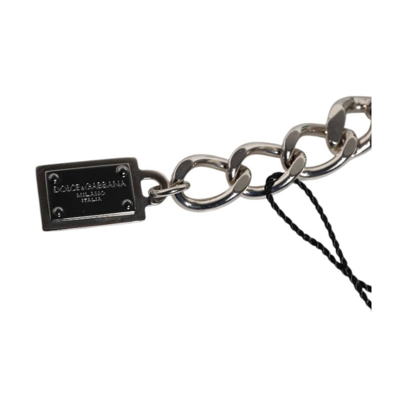 Dolce & Gabbana Silver Tone Brass Bead Dice Logo Embellish Charm Bracelet