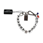 Dolce & Gabbana Silver Brass Chain Dice Logo Embellished Charm Bracelet