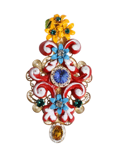 Dolce & Gabbana Multicolor Spring CARRETTO Gold Brass Crystal Hair Clip