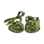 Dolce & Gabbana Green Animal Print Ankle Wrap Sandals Shoes