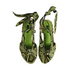 Dolce & Gabbana Green Animal Print Ankle Wrap Sandals Shoes