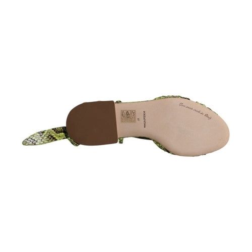 Dolce & Gabbana Green Animal Print Ankle Wrap Sandals Shoes