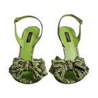 Dolce & Gabbana Green Python Leather Heels Sandals Shoes