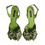 Dolce & Gabbana Green Python Leather Heels Sandals Shoes